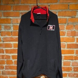 Black and Red Quarter-Zip Huskers Sweater